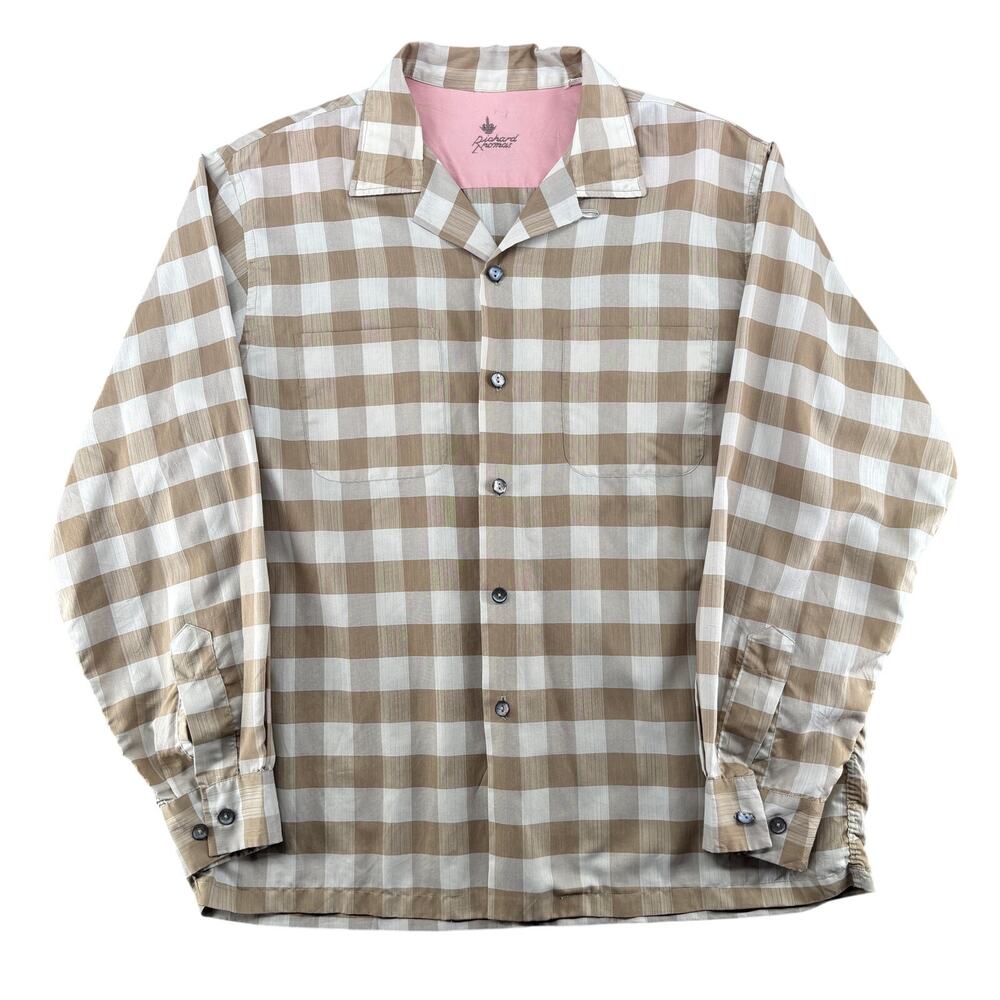 Vintage 1950s Richard Thomas Loop Collar Plaid Shirt Men's L Rockabilly